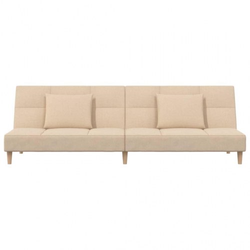 2-personers sovesofa med 2 puder - stof, cremefarvet