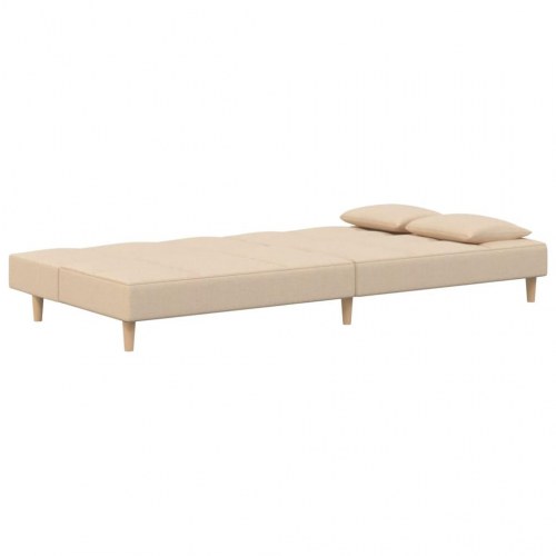 2-personers sovesofa med 2 puder - stof, cremefarvet
