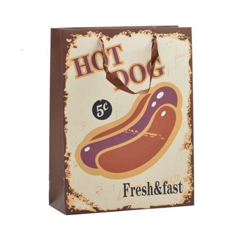 Gavepose papir Hotdog & Coffee 10 × 33 × 25,5 cm (12 stk)