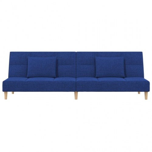 2-personers sovesofa med 2 puder - stof, blå