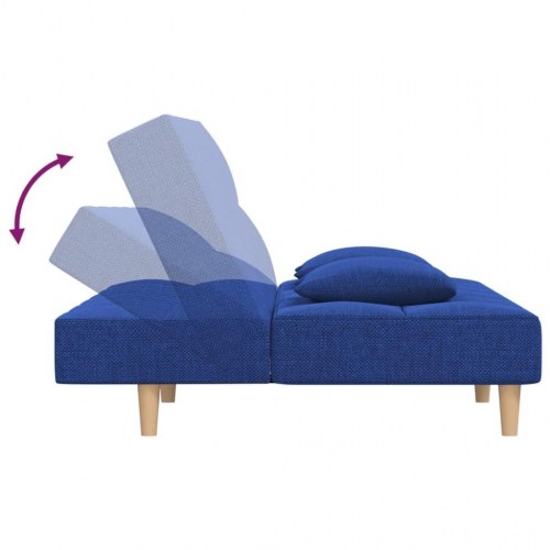 2-personers sovesofa med 2 puder - stof, blå