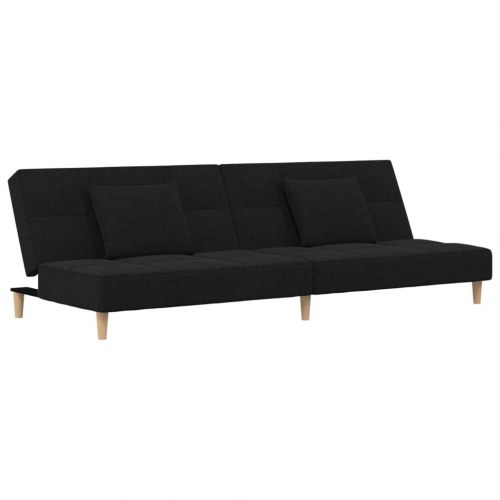 2-personers sovesofa med 2 puder - stof, sort