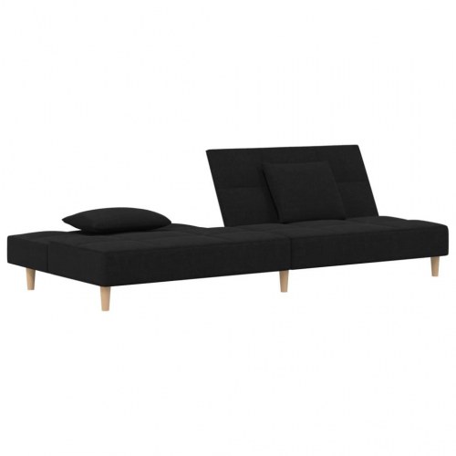 2-personers sovesofa med 2 puder - stof, sort