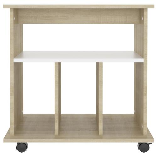 Rulleskab 60x45x60 cm konstrueret træ hvid og sonoma-eg