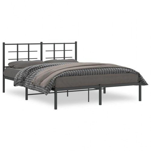 Sengeramme med sengegavl 150 x 200 cm - sort