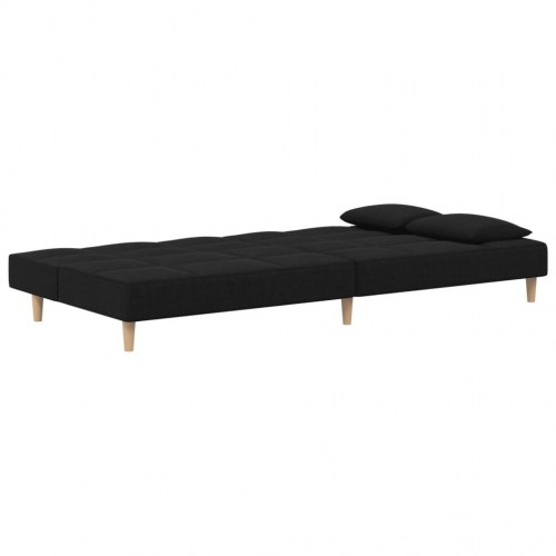2-personers sovesofa med 2 puder - stof, sort
