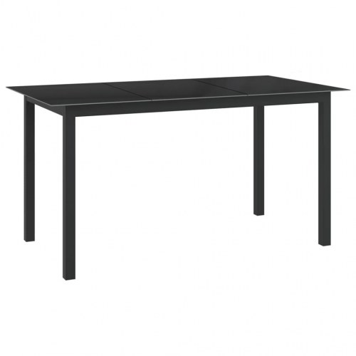Havebord i aluminium og glas - 150 × 90 × 74 cm, sort