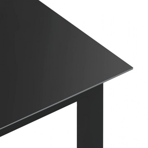 Havebord i aluminium og glas - 150 × 90 × 74 cm, sort