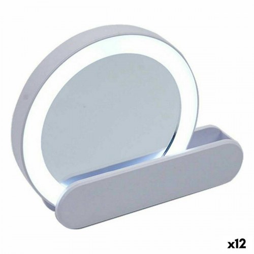 Berilo spejl med LED-lys - hvid ABS, 9 × 2 × 10 cm (12 stk.)