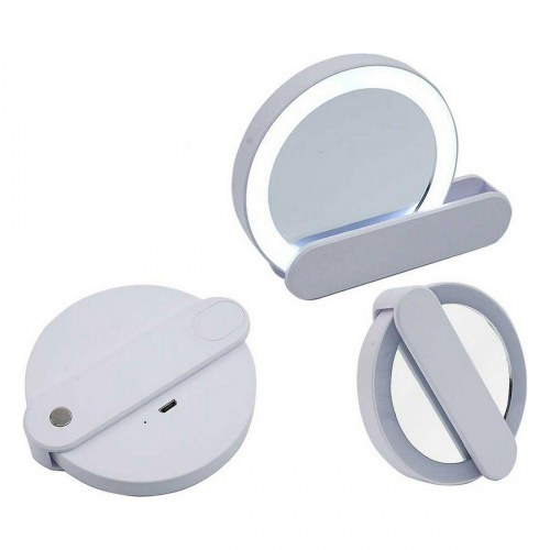 Berilo spejl med LED-lys - hvid ABS, 9 × 2 × 10 cm (12 stk.)