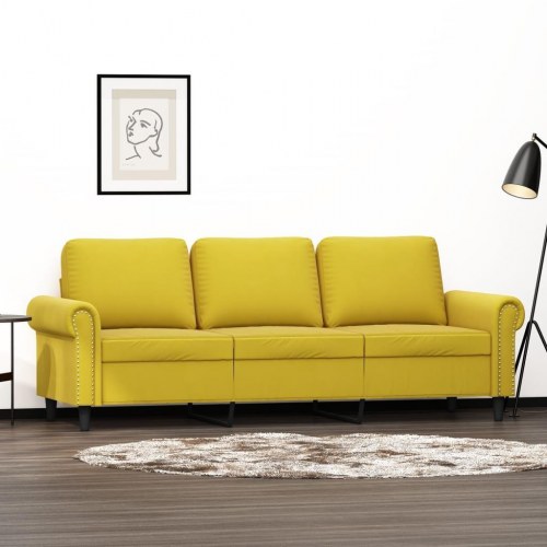 3-personers sofa i velour - gul, sædebredde 180 cm