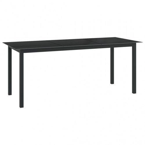 Havebord i aluminium og glas - 190 × 90 × 74 cm, sort