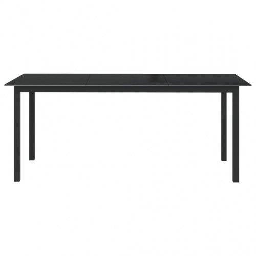Havebord i aluminium og glas - 190 × 90 × 74 cm, sort