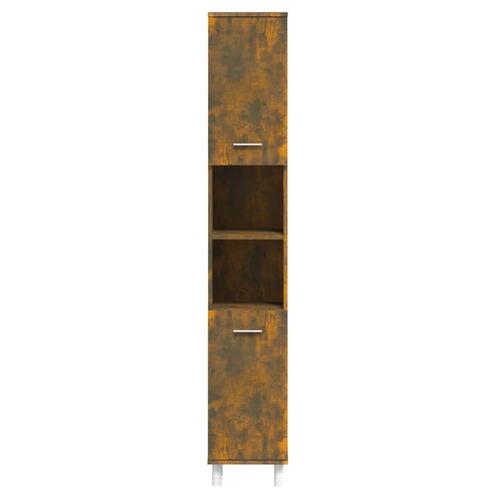 Badeværelsesskab 30x30x179 cm konstrueret træ røget egetræ