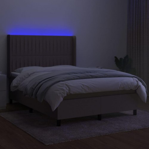 Kontinentalseng med LED-lys 140 × 190 cm - stof gråbrun