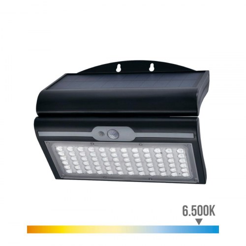 EDM væglampe med solceller, sensor - 6 W, 430 lm, 6500 K (sort)