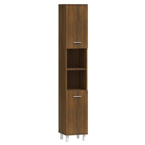 Badeværelsesskab 30x30x179 cm konstrueret træ brunt egetræ