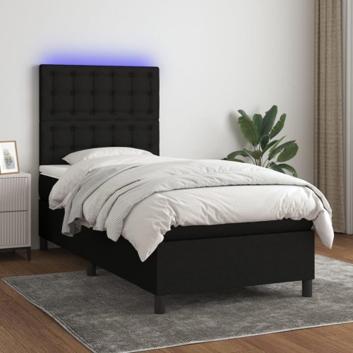 Kontinentalseng med LED-lys 80x200 cm - stof, sort