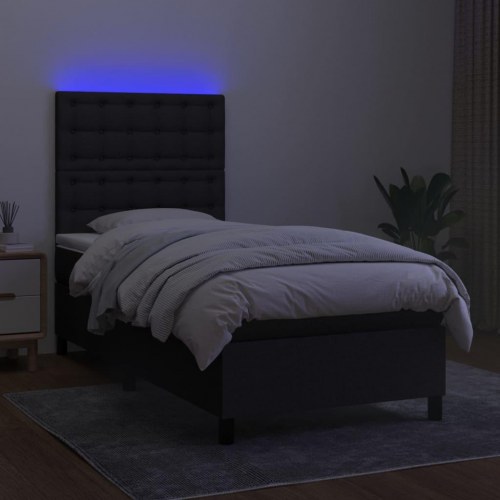 Kontinentalseng med LED-lys 80x200 cm - stof, sort