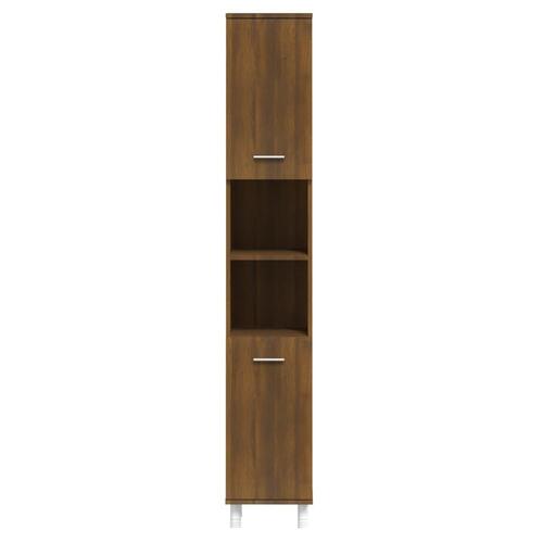 Badeværelsesskab 30x30x179 cm konstrueret træ brunt egetræ