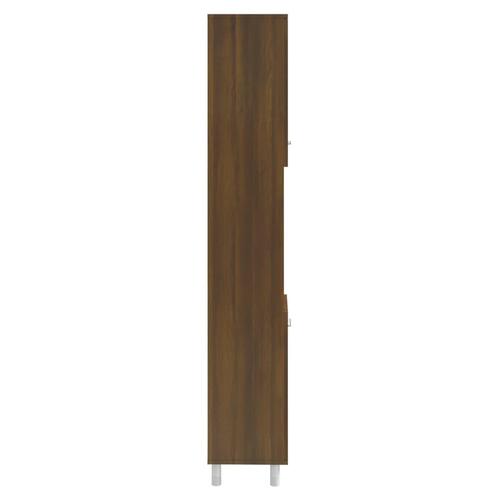 Badeværelsesskab 30x30x179 cm konstrueret træ brunt egetræ