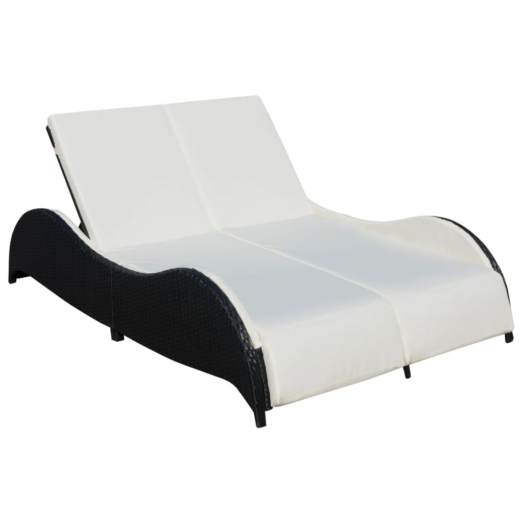Dobbelt Solseng Med Hynde Polyrattan Sort