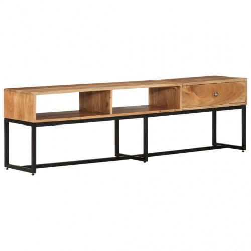 Tv-bord 160×30×45 cm i massivt akacietræ med stålstel