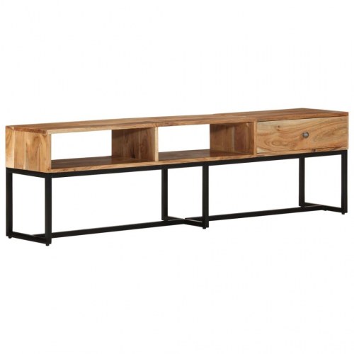 Tv-bord 160×30×45 cm i massivt akacietræ med stålstel