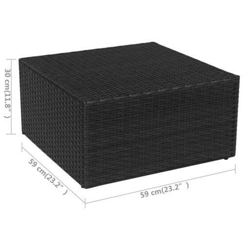 Havestol med fodskammel polyrattan sort