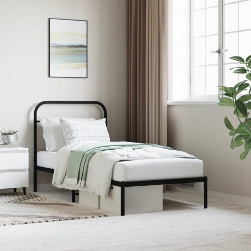 Sengeramme med sengegavl i metal 80×200 cm - sort