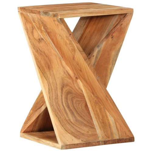 Sidebord 35×35×55 cm - massivt akacietræ med snoet design