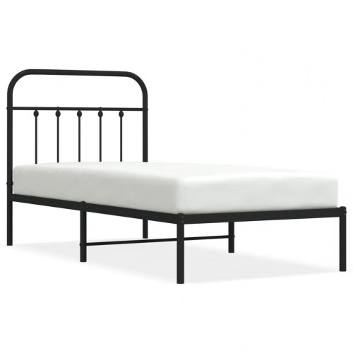 Sengeramme med sengegavl i metal 80×200 cm - sort