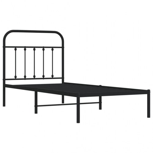 Sengeramme med sengegavl i metal 80×200 cm - sort