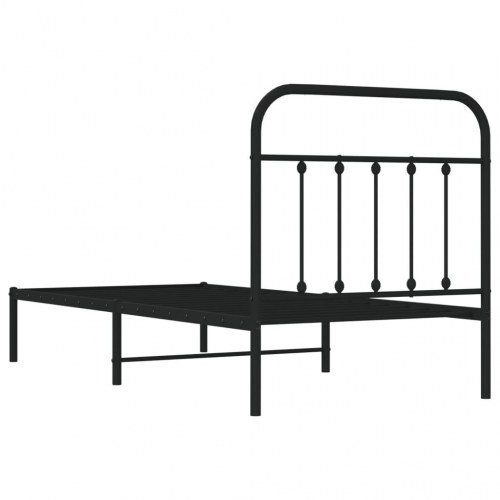 Sengeramme med sengegavl i metal 80×200 cm - sort