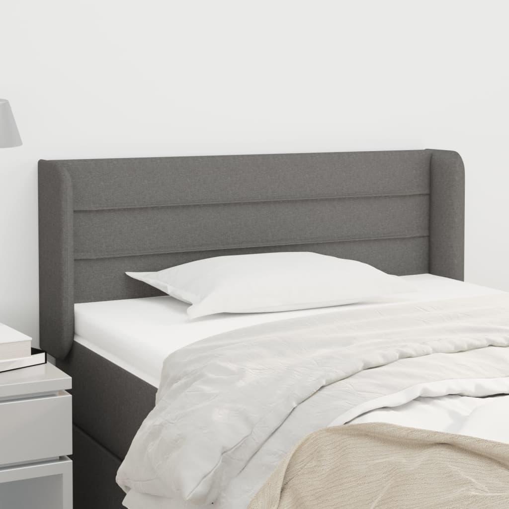 Sengegavl Med Kanter 83X16X78/128 Cm Stof - Mørkegrå / 103 x 16 x 78/88 cm