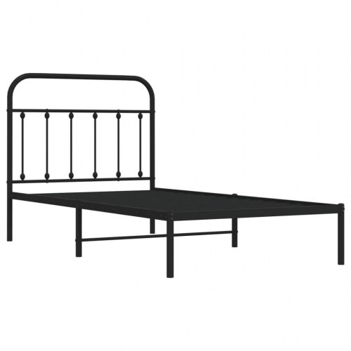 Sengeramme med sengegavl 100 x 190 cm - metal, sort