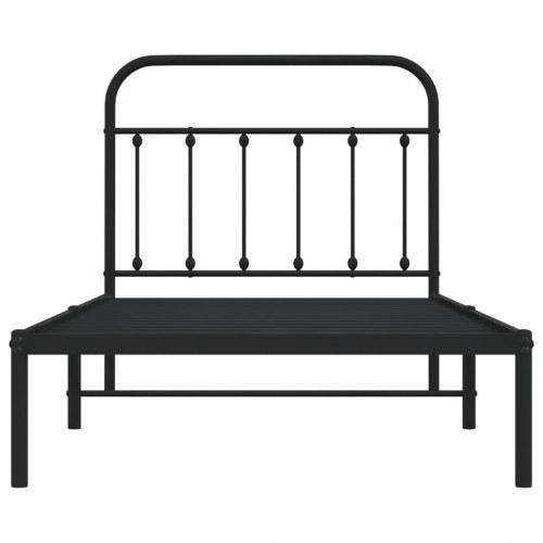 Sengeramme med sengegavl 100 x 190 cm - metal, sort