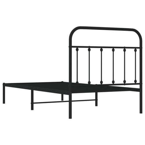 Sengeramme med sengegavl 100 x 190 cm - metal, sort