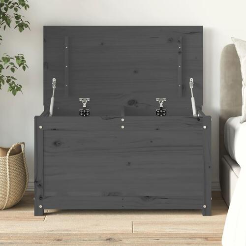 Opbevaringskasse 80x40x45,5 cm massivt fyrretræ grå
