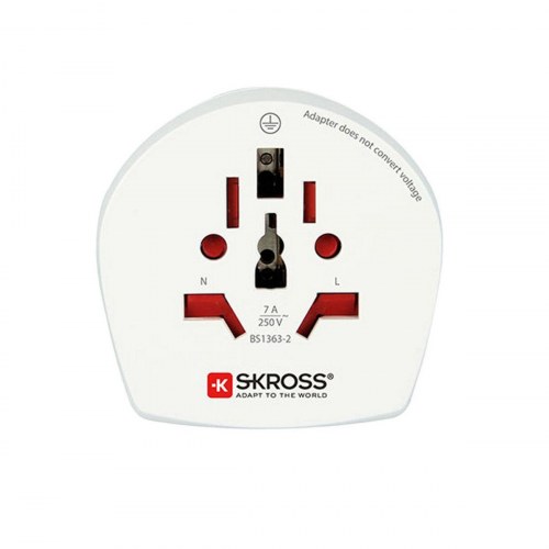 Skross rejseadapter - World til UK, hvid (100-250 V)