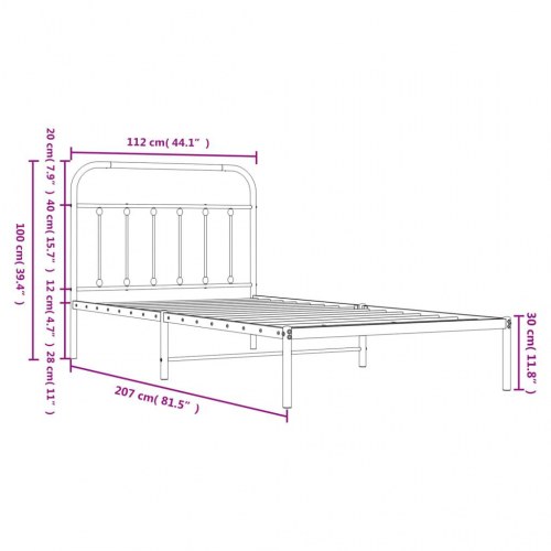 Sengeramme med sengegavl 107x203 cm metal sort