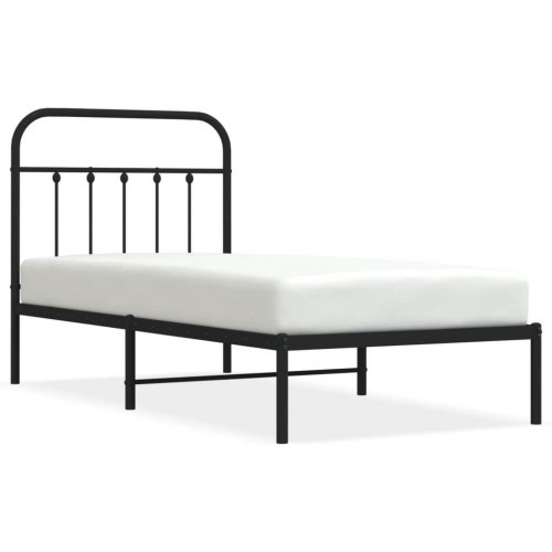 Sengeramme med sengegavl 90×190 cm - metal, sort