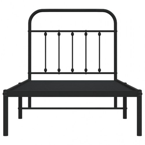 Sengeramme med sengegavl 90×190 cm - metal, sort