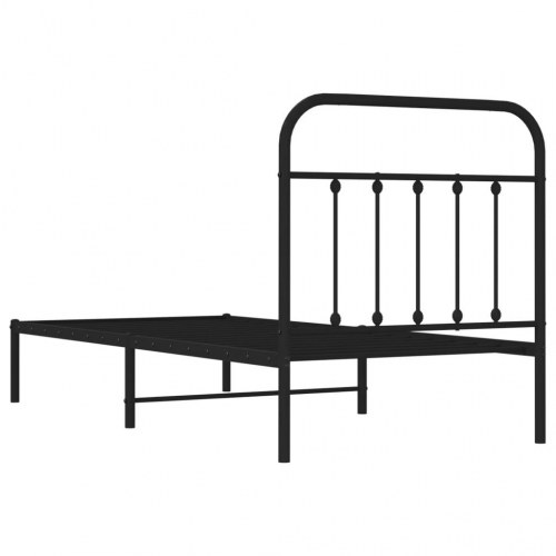 Sengeramme med sengegavl 90×190 cm - metal, sort