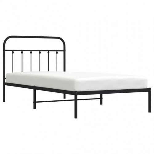 Sengeramme med sengegavl 100x200 cm metal sort