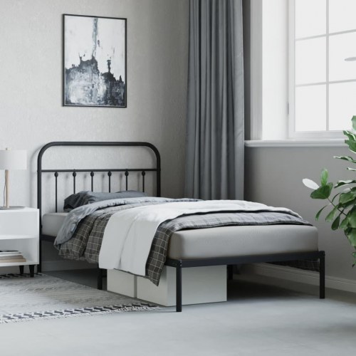 Sengeramme med sengegavl 100x200 cm metal sort