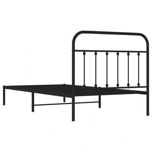 Sengeramme med sengegavl 100x200 cm metal sort