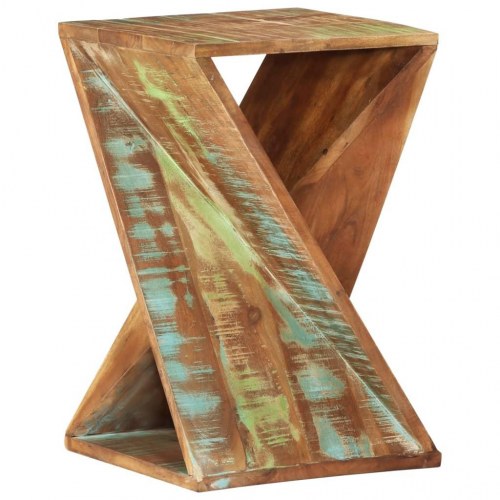 Sidebord 35×35×55 cm i massivt genbrugstræ - snoet design