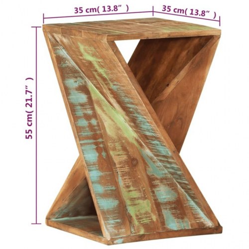 Sidebord 35×35×55 cm i massivt genbrugstræ - snoet design