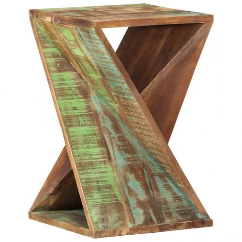 Sidebord 35×35×55 cm i massivt genbrugstræ - snoet design